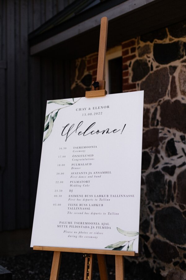 Tervitussilt ajakavaga / Welcome Sign with schedule